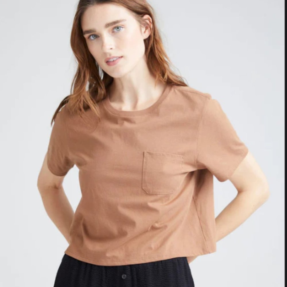 Richer Poorer Pima Body Crop Tee in Red Latte